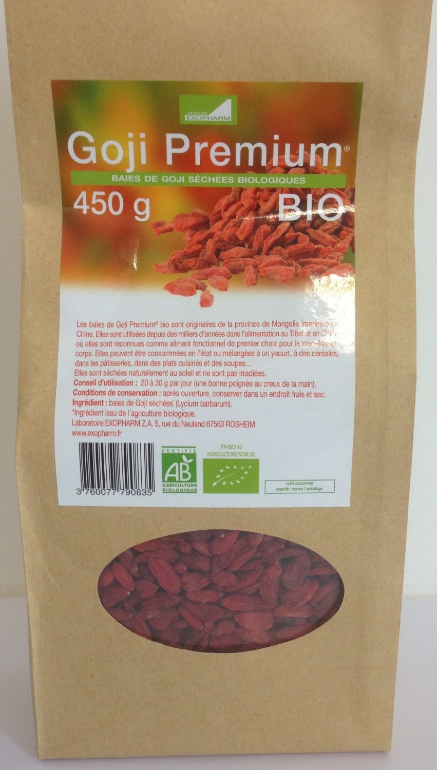 Goji Premium baies BIO 450 g - Pharmacie Agnès Praden à Alès