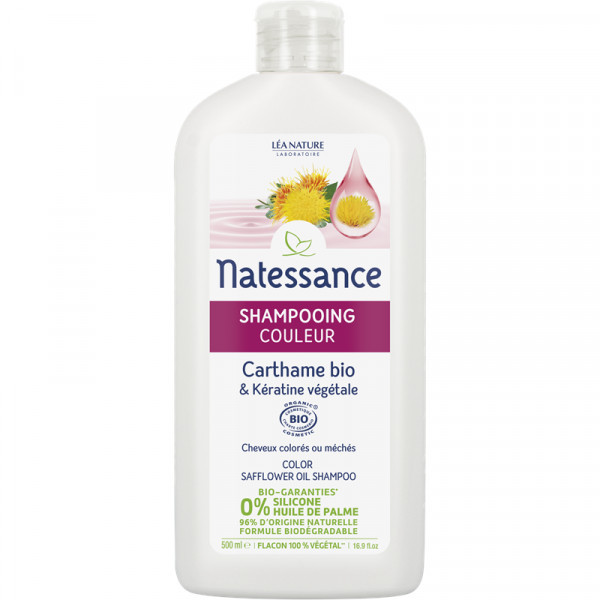 Natessance Shampoing couleur Carthame bio 500ml - Pharmacie Agnès Praden à Alès