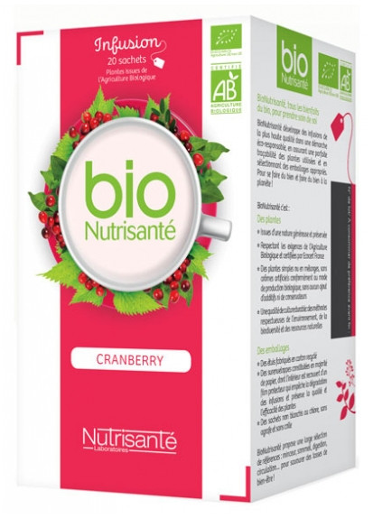 Nutrisanté Infusion Bio Cranberry 20 Sachets - Pharmacie Agnès Praden à Alès