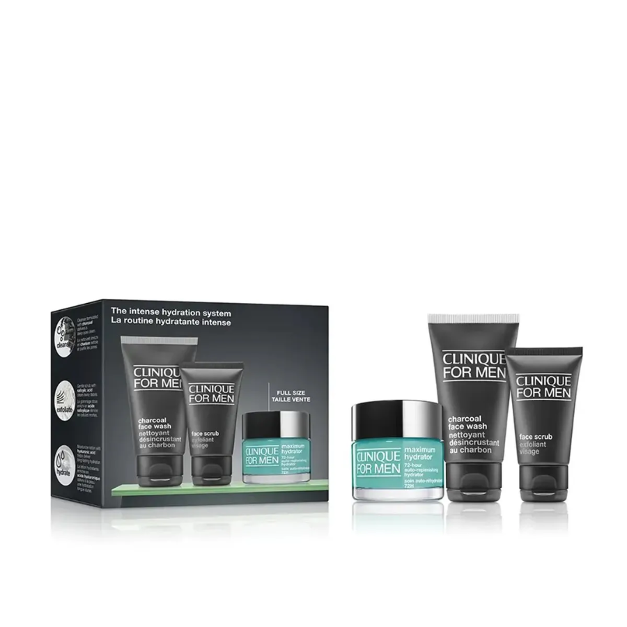 Clinique Coffret La Routine Hydratante Intense Homme  Soin Auto-Réhydratant 72H 50ml + Nettoyant Visage 50ml + Exfoliant Visage 30ml