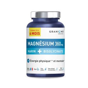 Laboratoire des Granions Magnésium Marin + Bisglycinate 360mg 180 Comprimés - Pharmacie Agnès Praden à Alès