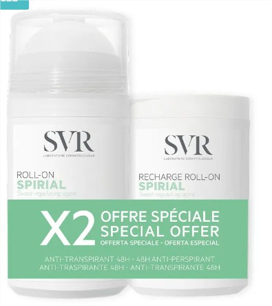 SVR Spirial Déodorant Anti-Transpirant 48H Roll-On 50 ml + Recharge Roll-On 50 ml - Pharmacie Agnès Praden à Alès