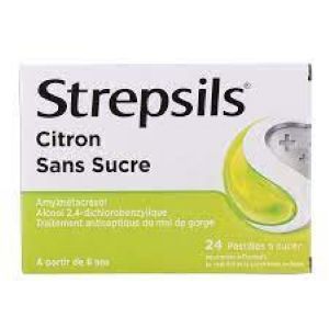 Strepsil Citron Sans Sucre 24 Pastilles à Sucer - Pharmacie Agnès Praden à Alès