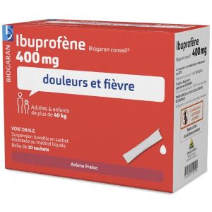 Biogaran Ibuprofène 400 mg 10 Sachets - Pharmacie Agnès Praden à Alès