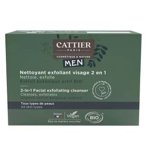 Cattier Homme Nettoyant Exfoliant 2 en 1 - Solide Bio 85g - Pharmacie Agnès Praden à Alès