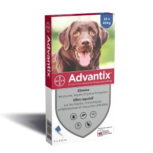Advantix Pipettes Pour Grand Chien de 25 à 40kg 4 Pipettes - Pharmacie Agnès Praden à Alès