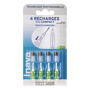 Inava Recharges Brossettes Interdentaires 2.2mm Vert x4 - Pharmacie Agnès Praden à Alès