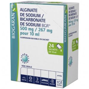 Biogaran Alginate de Sodium / Bicarbonate de Sodium Suspension Buvable en Sachet Menthe  - Pharmacie Agnès Praden à Alès