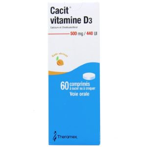 Theramex Cacit Vitamine D3 500mg/440UI 60 Comprimés  - Pharmacie Agnès Praden à Alès