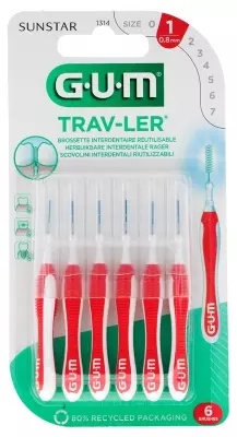 Gum Trav-Ler Brossettes interdentaires 6x0.8 mm