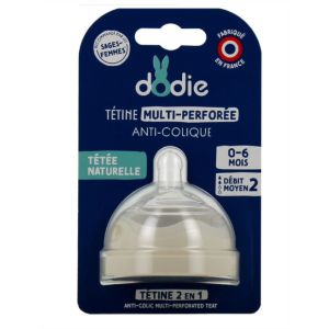 Dodie Tétine Multi-Perforée Anti-Colique Débit 4 Liquide Epais – 6 mois + 1 Unité - Pharmacie Agnès Praden à Alès