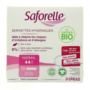 Iprad Saforelle Serviettes Hygiéniques Jour x10 Normal - Pharmacie Agnès Praden à Alès
