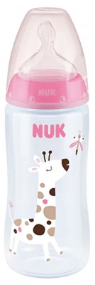 NUK First Choice + Biberon Temperature Control 360 ml 6-18 Mois -Rose clair Girafe - Pharmacie Agnès Praden à Alès