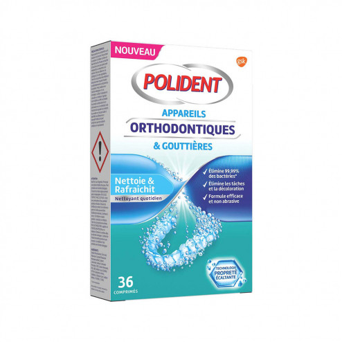 Polident Nettoyant Appareils orthodontiques et Gouttières 36 comprimés - Pharmacie Agnès Praden à Alès