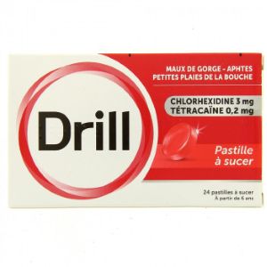 Drill Maux de Gorge 24 Pastilles à Sucer - Pharmacie Agnès Praden à Alès