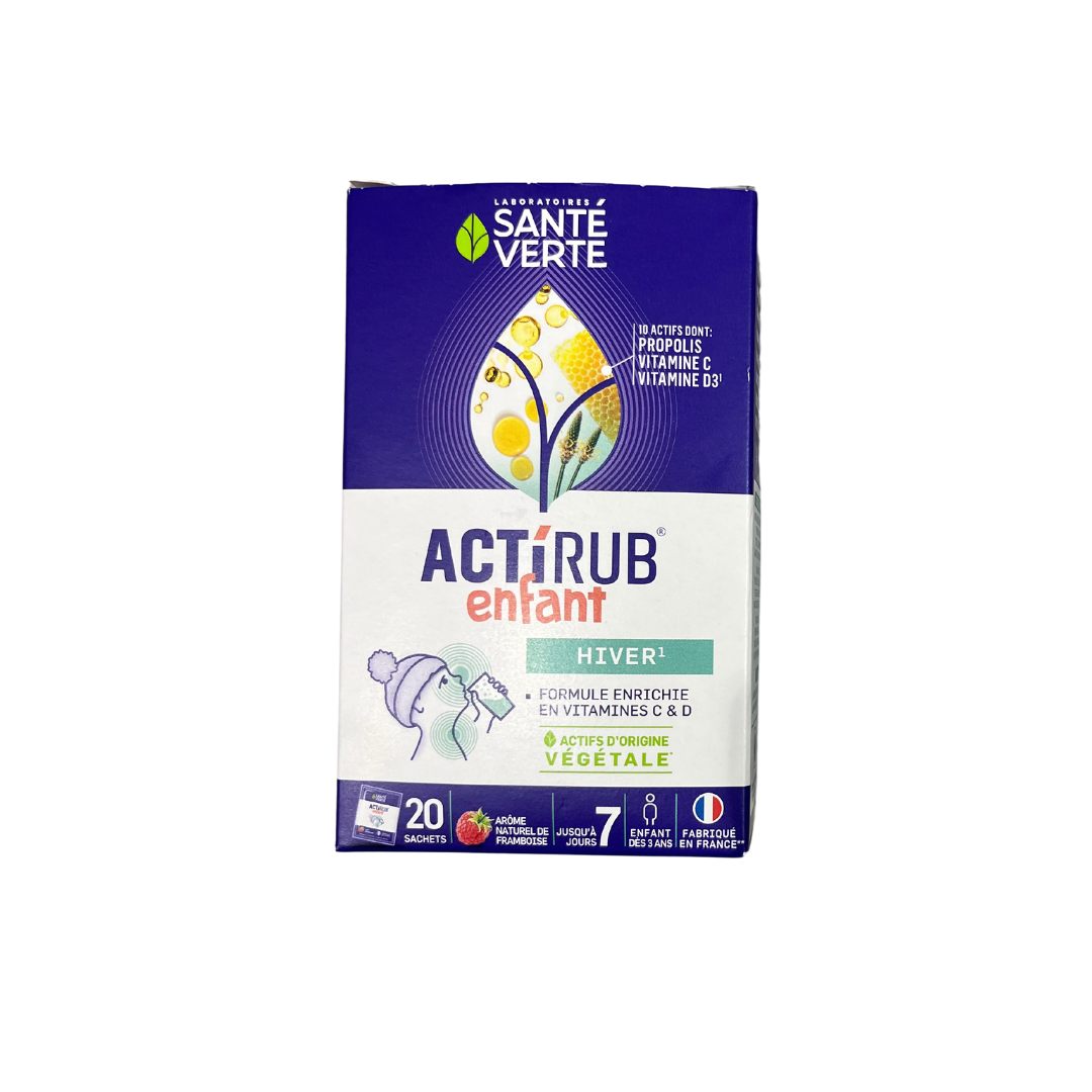 Santé Verte Actirub Enfant 20 Sachets - Goût : Framboise - Pharmacie Agnès Praden à Alès
