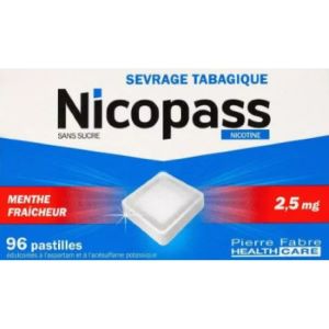 Pierre Fabre Nicopass 2,5mg Pastilles Sans Sucre Menthe Fraîcheur - Pharmacie Agnès Praden à Alès