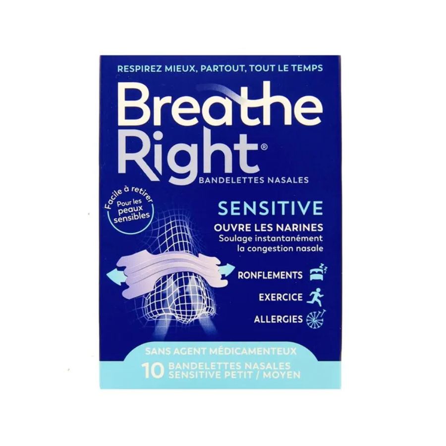 Bandelettes Nasales Sensitives Taille Moyen X 10 Breath Right - Pharmacie Agnès Praden à Alès