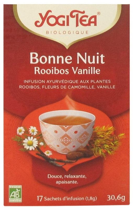 Yogi Tea Infusion Bonne Nuit Rooibos Vanille Bio 17 Sachets - Pharmacie Agnès Praden à Alès