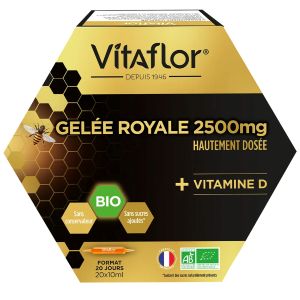 Vitaflor Gelée Royale 2500 mg Et Vitamine D Bio 20x10ml - Pharmacie Agnès Praden à Alès