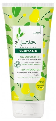 Klorane Junior gel douche 2 en 1 corps et cheveux parfum Poire - Pharmacie Agnès Praden à Alès