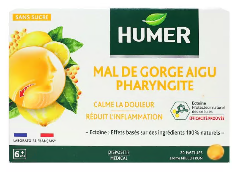 Humer Pharyngite 20 pastilles miel citron - Pharmacie Agnès Praden à Alès