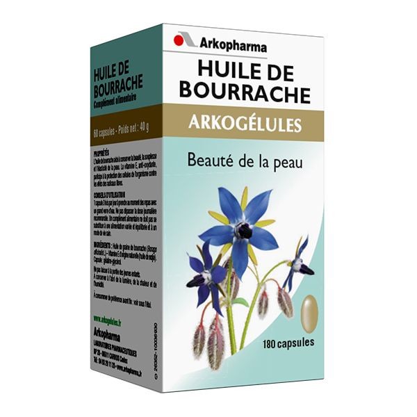 Arkopharma Arkogélules Huile de Bourrache - 180 gélules - Pharmacie Agnès Praden à Alès