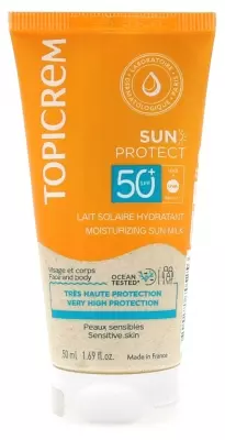 Topicrem Sun Protect Lait Solaire Hydratant SPF50+ 50 ml - Pharmacie Agnès Praden à Alès