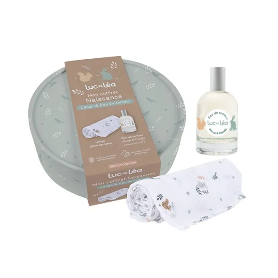 Luc et Léa Coffret Naissance : Eau de senteur + Lange - Pharmacie Agnès Praden à Alès