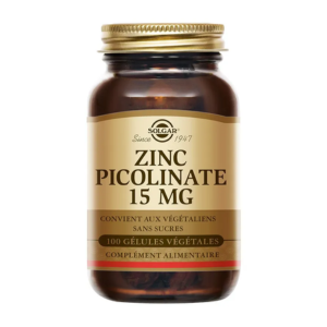 Solgar Zinc Picolinate 15 mg 100 gélules  - Pharmacie Agnès Praden à Alès