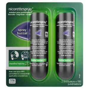 Johnson & Johnson  Nicorette Spray Avec Puce x2 Menthe Fraiche - Pharmacie Agnès Praden à Alès