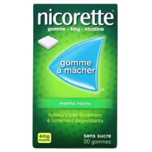 Johnson & Johnson Nicorette 4 mg Menthe Fraiche Sans Sucre 30 Gommes à Mâcher - Pharmacie Agnès Praden à Alès