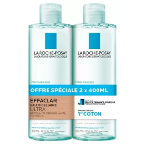 La Roche-Posay Effaclar Eau Micellaire Ultra Peaux Grasses Lot 2 x 400 ml - Pharmacie Agnès Praden à Alès