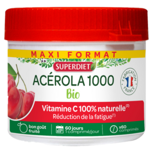 Superdiet Acérola 1000 Bio 60 comprimés à croquer - Pharmacie Agnès Praden à Alès