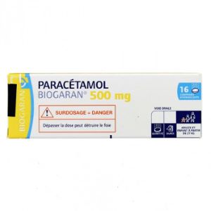 Biogaran Paracétamol 500mg 16 Comprimés Effervescents  - Pharmacie Agnès Praden à Alès