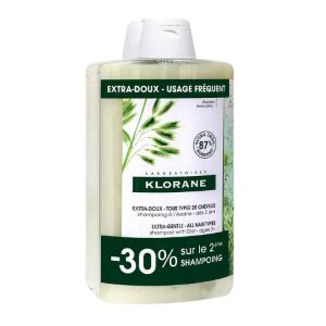 Klorane Shampooing Lait d'Avoine Extra-doux 2x400ml - Pharmacie Agnès Praden à Alès