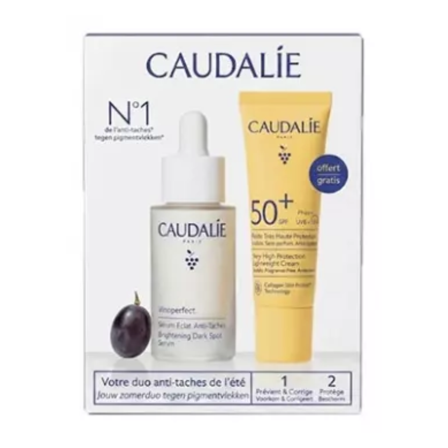 Caudalie Vinoperfect Sérum Éclat Anti-Taches 30 ml + Vinosun Fluide Très Haute Protection SPF50+ 20 ml Offert - Pharmacie Agnès Praden à Alès