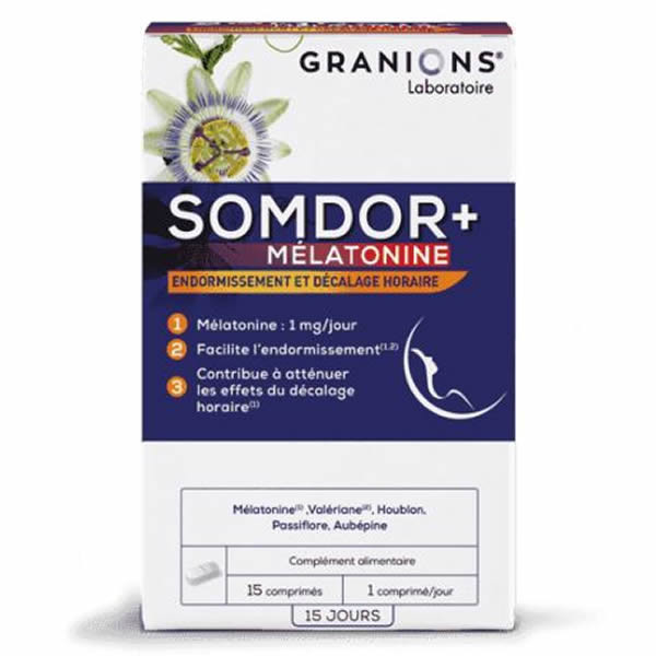 Laboratoire des Granions somdor+ mélatonine 15 comprimés 16g - Pharmacie Agnès Praden à Alès
