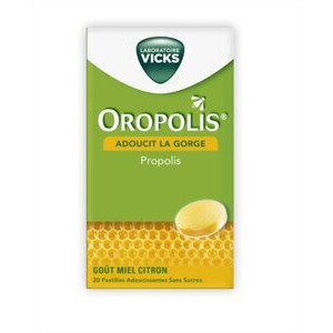 Oropolis Adoucit la Gorge Propolis Miel Citron 20 pastilles adoucissantes sans sucres - Pharmacie Agnès Praden à Alès