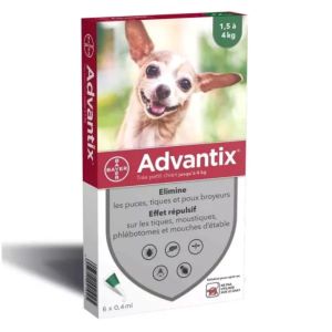 Elanco Advantic Très Petit Chien 1.5 à 4kg 6 pipettes 0,4 ml - Pharmacie Agnès Praden à Alès