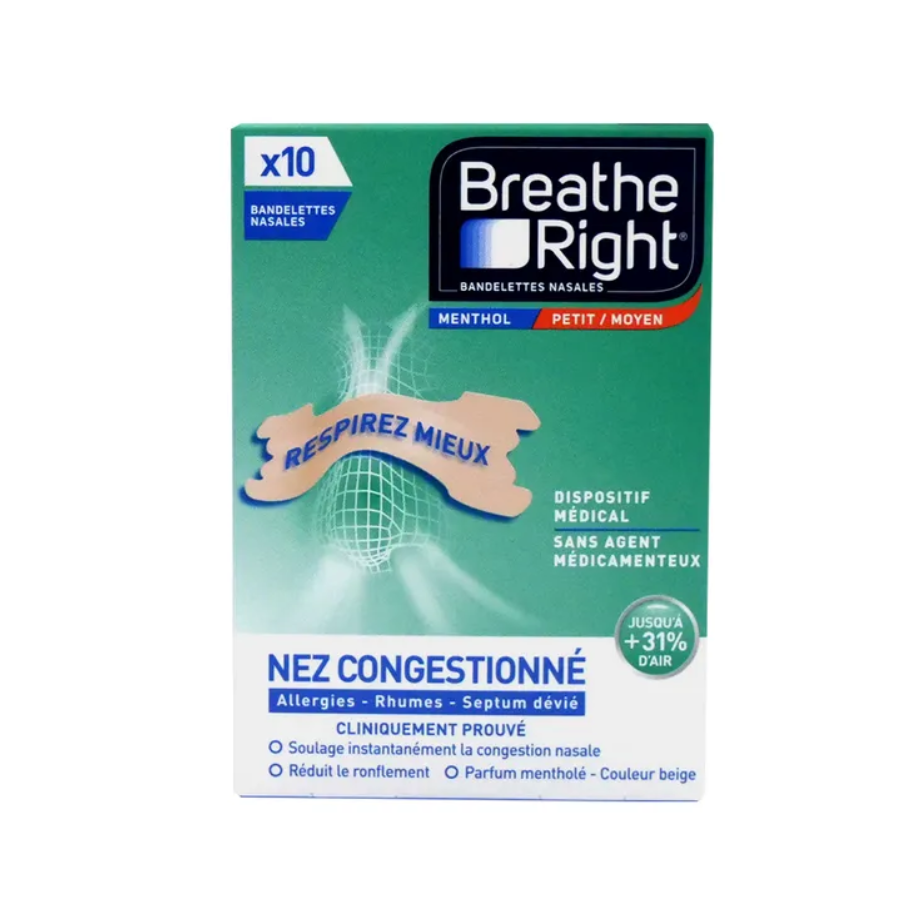 Bandelettes Nasales Menthe x 10 unités Breath Right - Pharmacie Agnès Praden à Alès