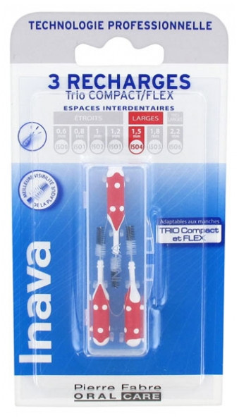 Inava Trio Brossettes 3 Recharges pour Trio Compact/Flex - Taille : ISO4 1,5 mm - Pharmacie Agnès Praden à Alès