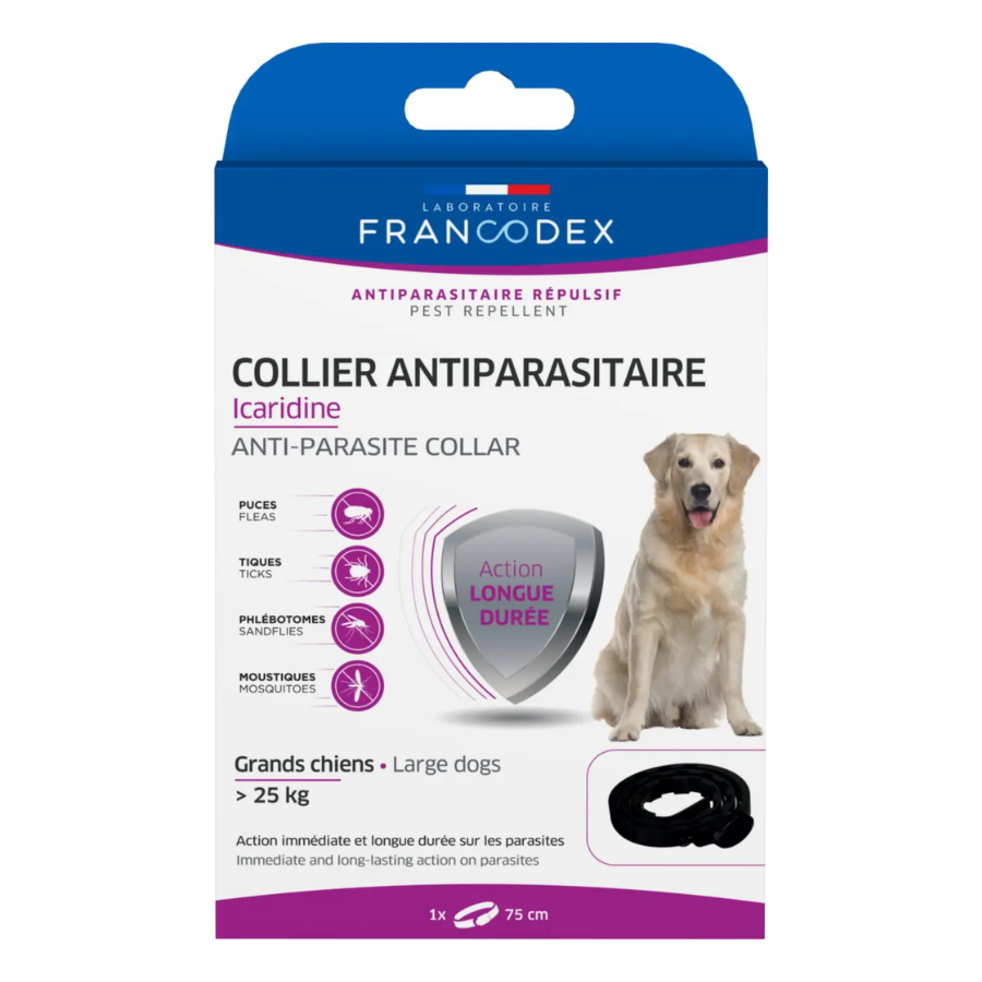 Francodex Collier Icaridine Grand Chien Noir  - Pharmacie Agnès Praden à Alès