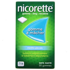 Johnson & Johnson Nicorette 2 mg Menthe Glaciale Sans Sucre 30 Gommes à Mâcher - Pharmacie Agnès Praden à Alès