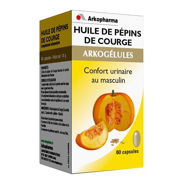Arkopharma Arkogélules Huile de Pépins de Courge 60 gélules - Pharmacie Agnès Praden à Alès