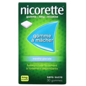Johnson & Johnson Nicorette 4 mg Gommes à Mâcher Menthe Glaciale Sans Sucre 30 Gommes - Pharmacie Agnès Praden à Alès