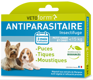 Vetoform Chien -15kg 3 pipettes - Pharmacie Agnès Praden à Alès