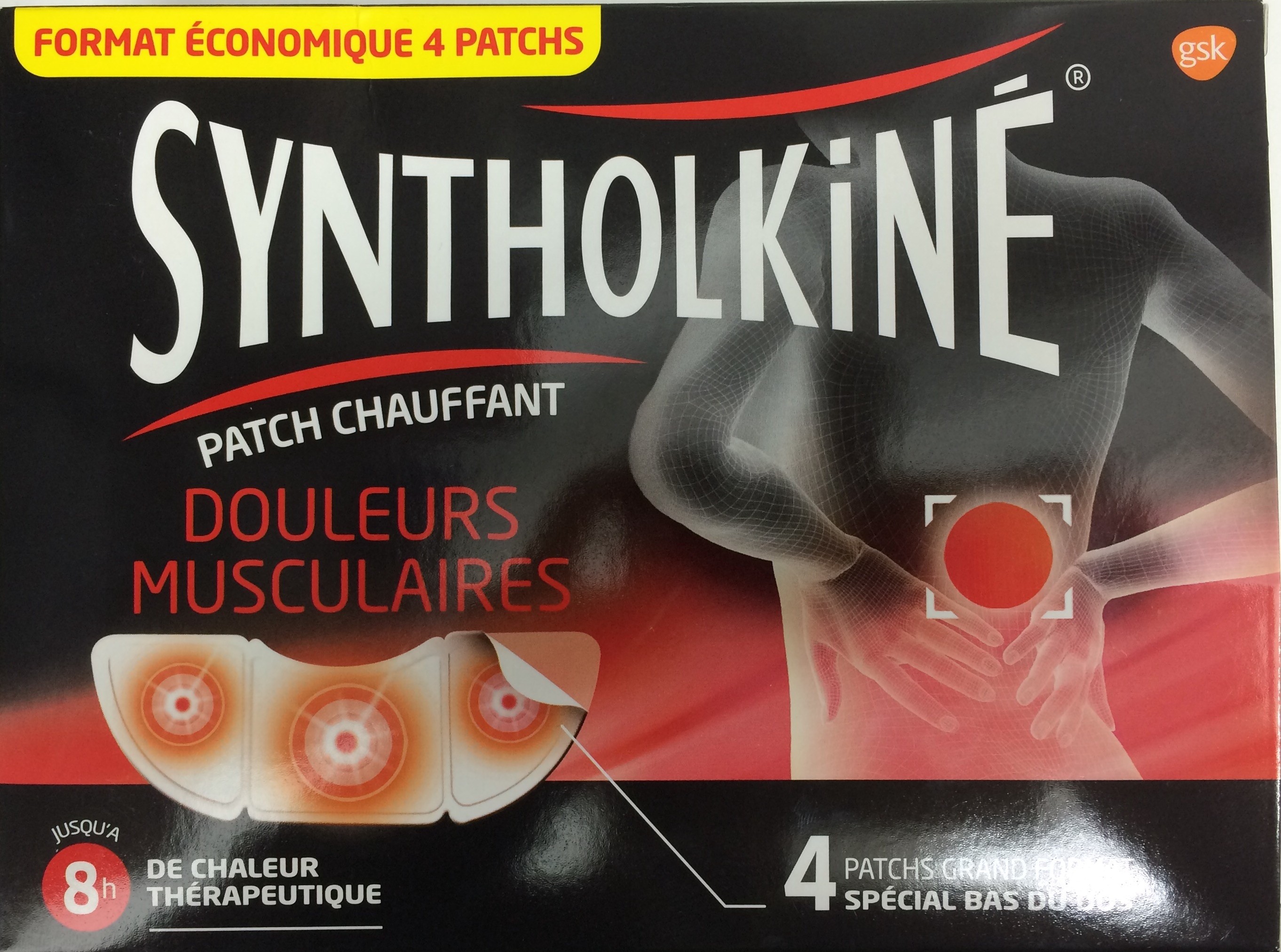 Syntholkiné patch chauffant spécial dos 4 Patchs - Pharmacie Agnès Praden à Alès