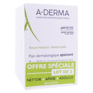 A-Derma Pain Dermatologique Apaisant 2x100g - Pharmacie Agnès Praden à Alès
