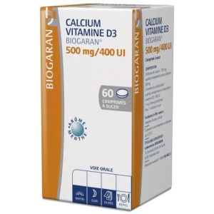 Biogaran Calcium Vitamine D3 500 Mg/400 Ui Comprimés A Sucer B/60 - Pharmacie Agnès Praden à Alès